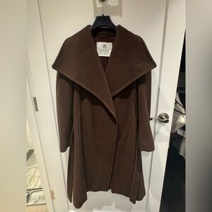 Aritzia Babaton Chocolate Brown Camel Hair Wrap Coat